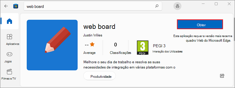 Instalar uma aplicação a partir da Microsoft Store