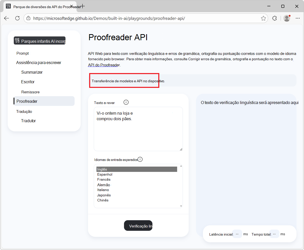 Indicador de estado a mostrar o progresso da transferência do modelo