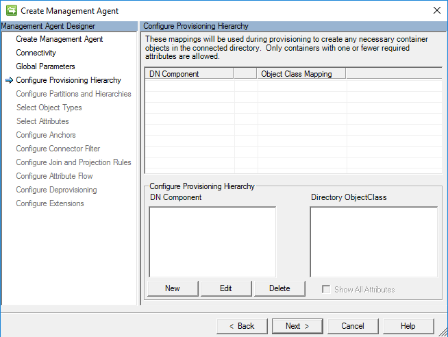 Captura de tela mostrando a página Configurar Hierarquia de Provisionamento e um botão Avançar.