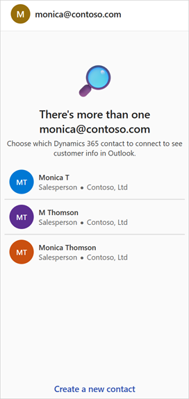 Captura de tela mostrando a escolha do contato correto.