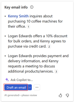 Captura de tela mostrando o botão Redigir um email.