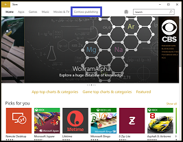 Imagem mostrando o aplicativo da Microsoft Store com a guia de repositório particular realçada.