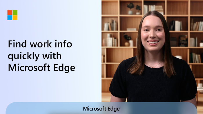 Vídeo que mostra como utilizar a barra de endereço do Edge para encontrar resultados de trabalho.