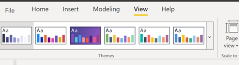 Captura de tela selecionando a guia exibir para alterar o esquema de cores.