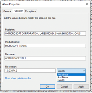 Faça com que o AppLocker aceite uma gama mais ampla de versões DLL para regras de editor.