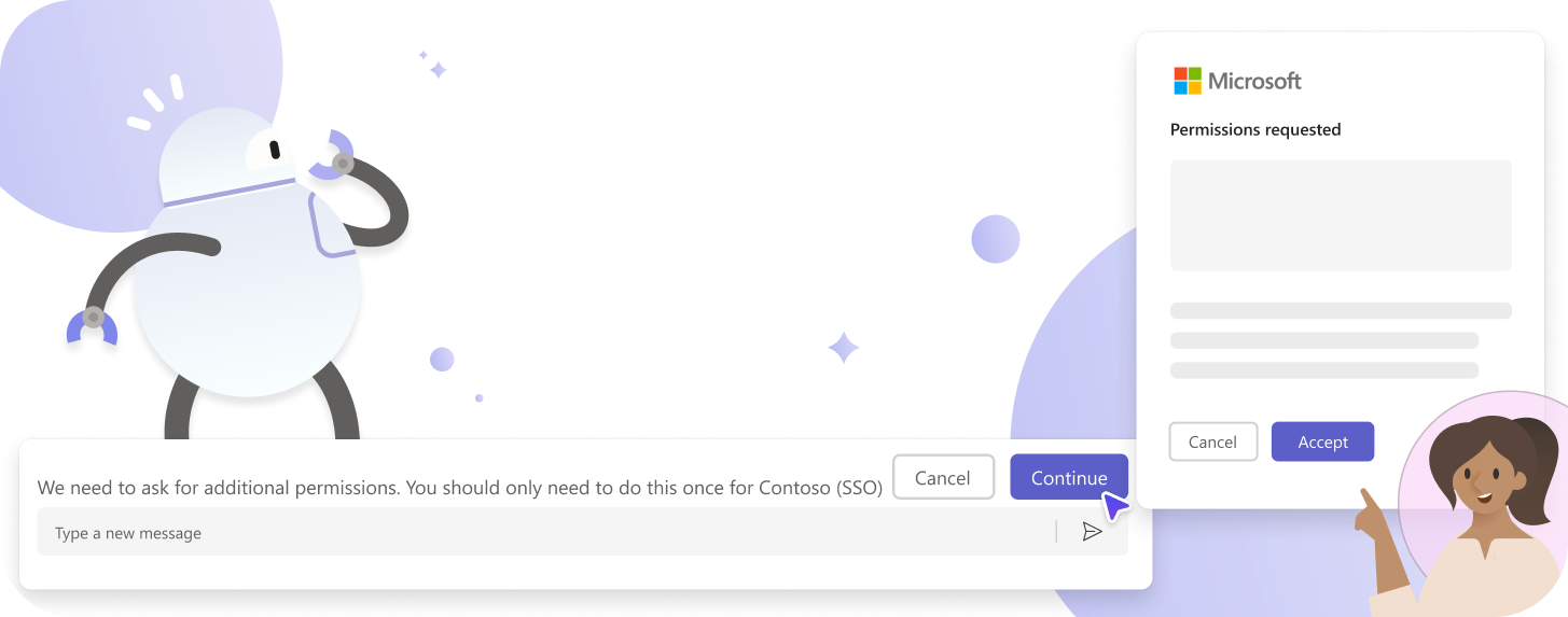 O infográfico mostra o fluxo de consentimento do bot em escopo pessoal.