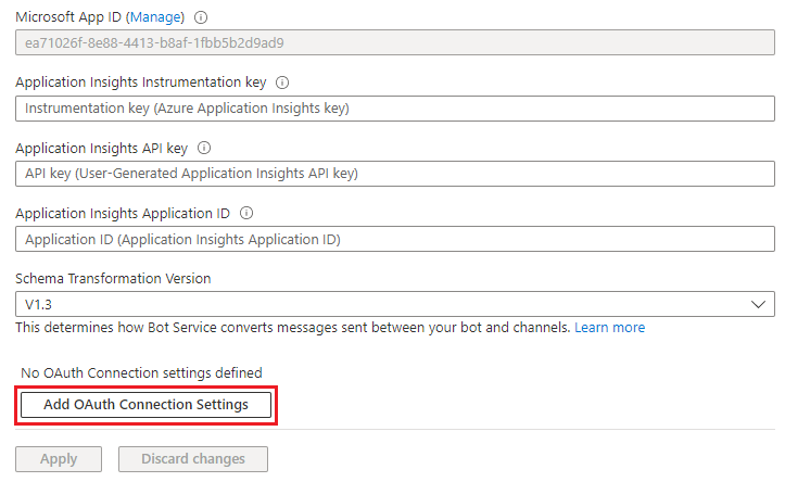 A captura de tela mostra a opção Adicionar Configurações de Conexão OAuth realçada.