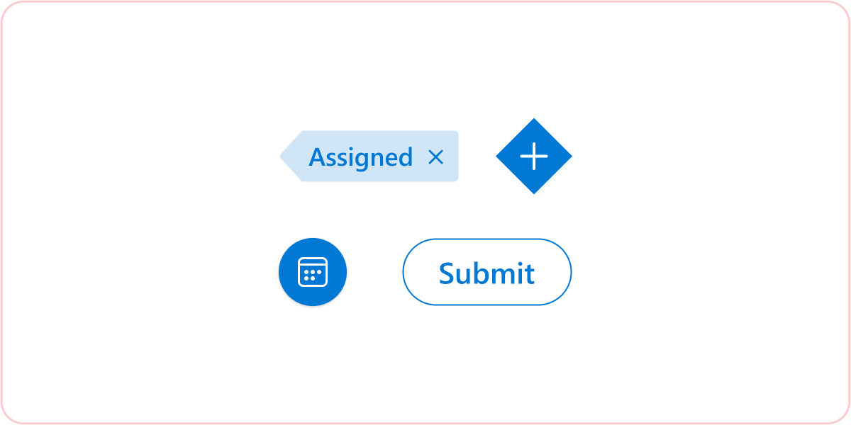 O exemplo mostra a alteração da forma básica do componente da interface do usuário.
