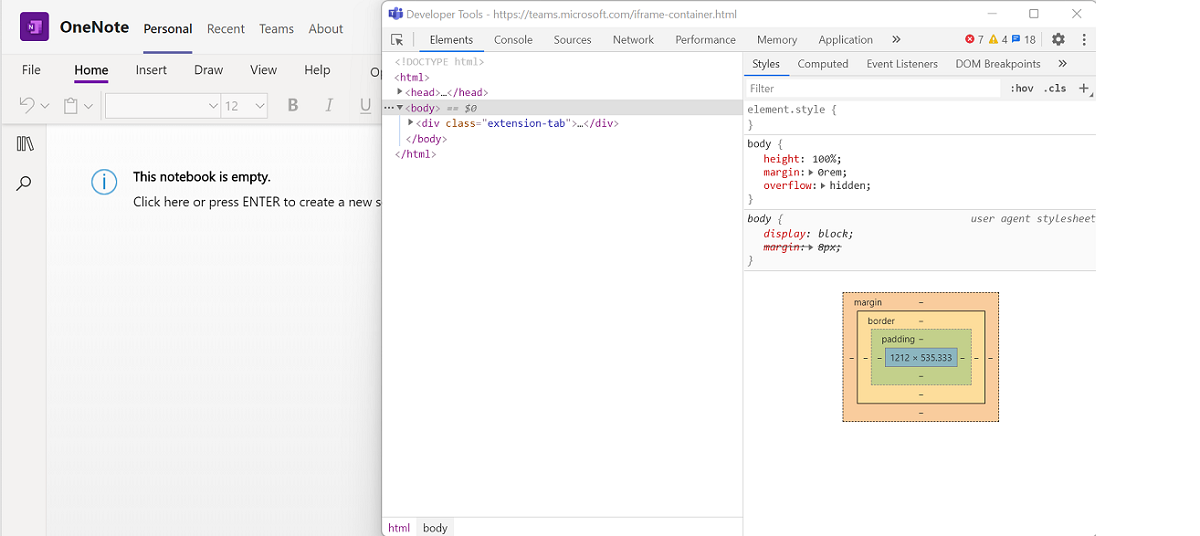 A captura de tela mostra a Guia e o DevTools.