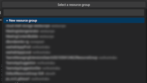 A captura de tela mostra a opção grupo de recursos para provisionamento.