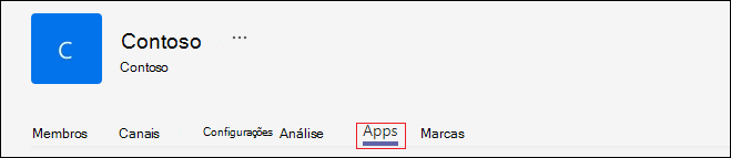 A captura de tela mostra a guia seleção de Aplicativos em Contoso.