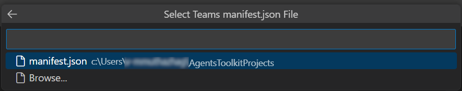 Captura de ecrã a mostrar o ficheiro de manifesto do Teams.