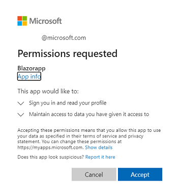 Captura de tela das permissões solicitadas que exibem as informações do aplicativo.