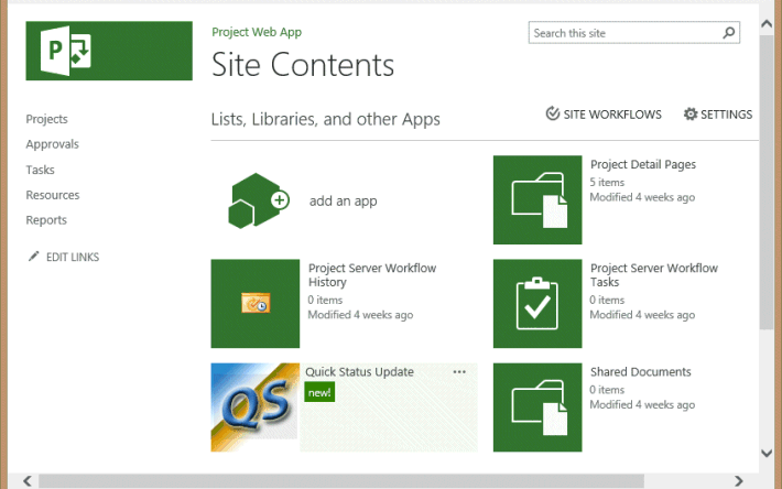 Exibindo o aplicativo QuickStatus no Conteúdo do Site