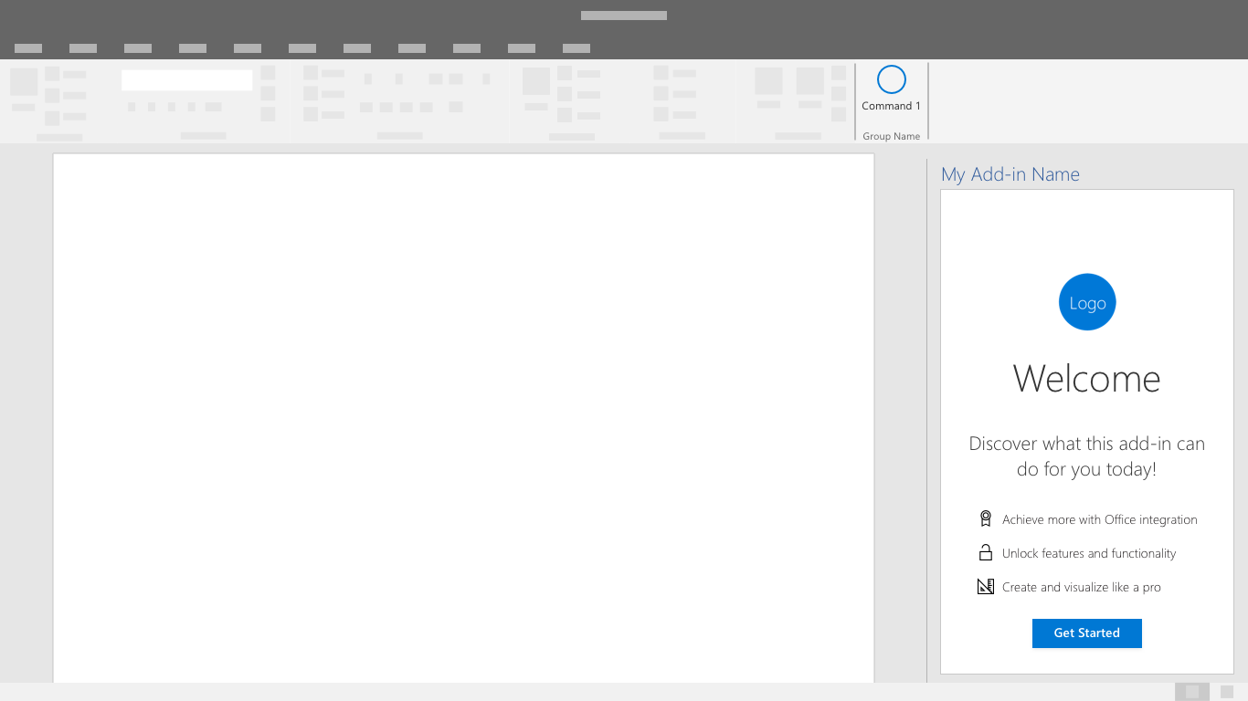 Um painel de tarefas de suplemento de exemplo em um aplicativo do Office.