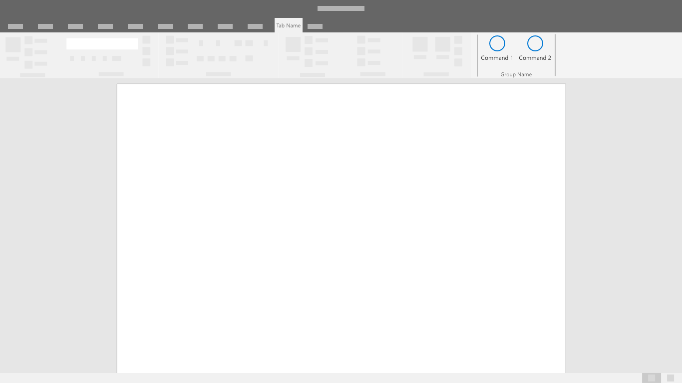 Um aplicativo do Office com botões de suplemento exibidos na faixa de opções.