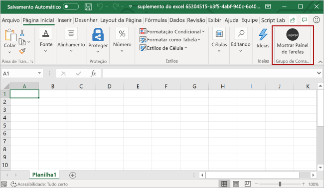O menu da Página Inicial do Excel, com o botão Mostrar Painel de Tarefas destacado.