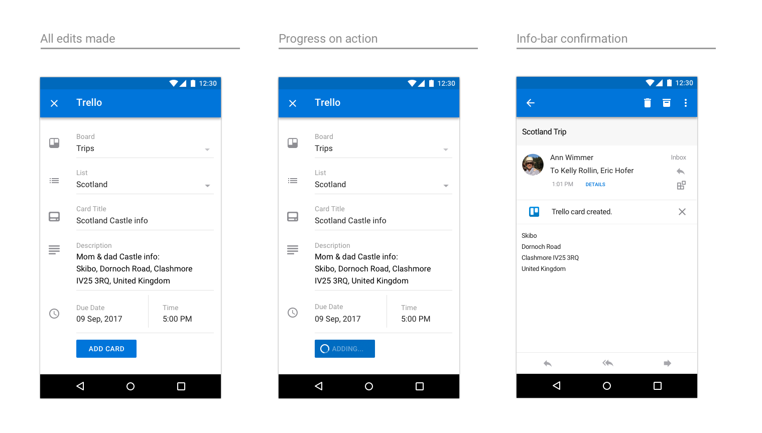 Design de ponta a ponta para o suplemento Trello, parte 2, no Android.