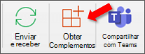 O botão Obter Suplementos está selecionado no Outlook no Mac.