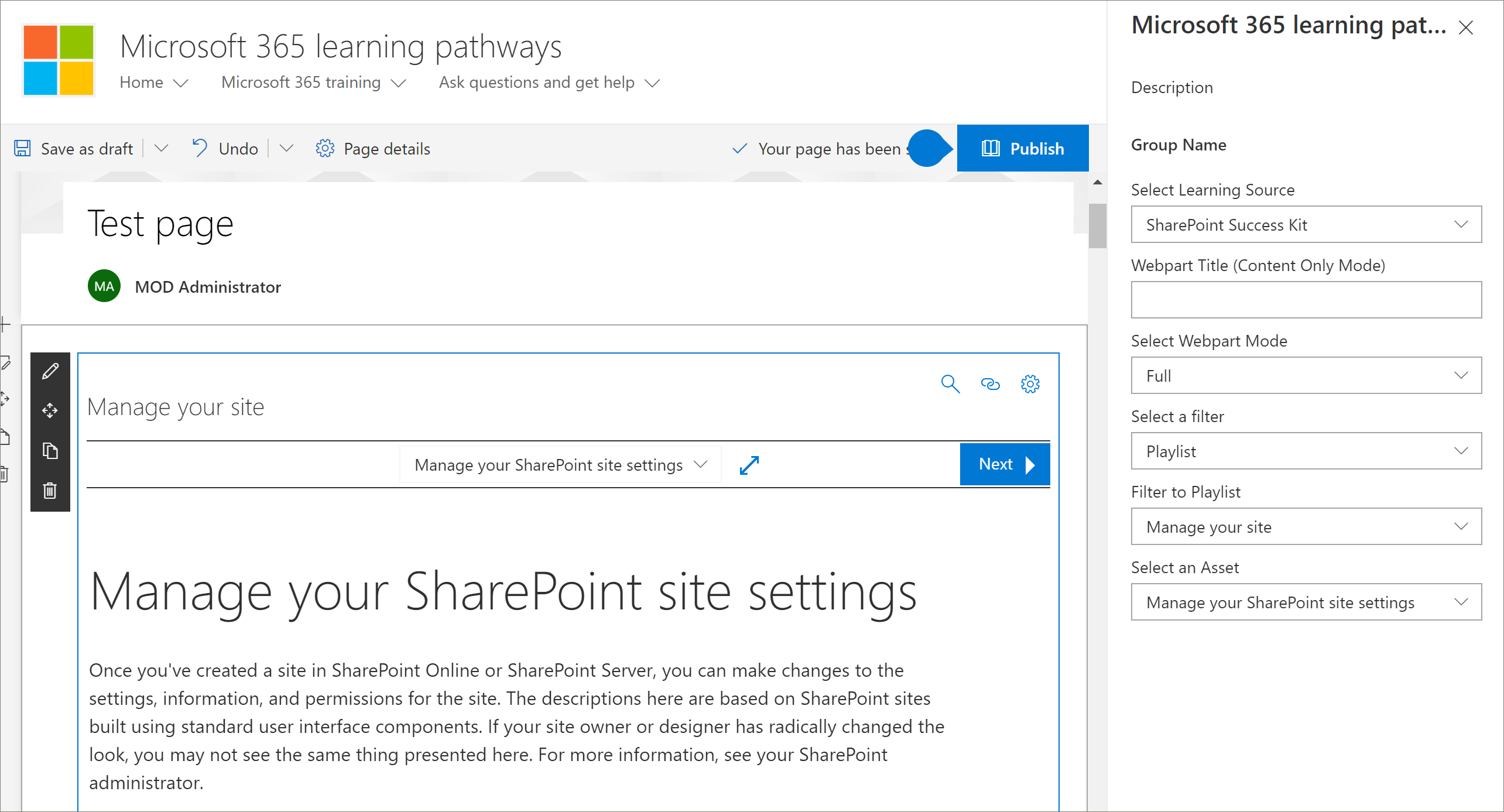 Filtro do pacote de conteúdos