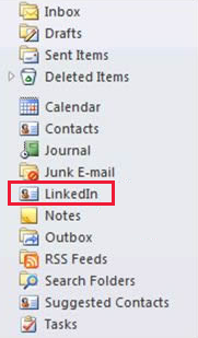 A pasta Contatos do LinkedIn em sua caixa de correio.