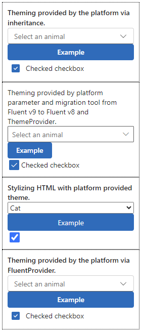 Tema azul do componente da API de Temas Modernos