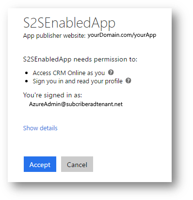 Conceda consentimento para acessar os dados do Dynamics 365.