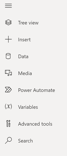 Captura de tela que mostra o menu de criação de aplicativos.