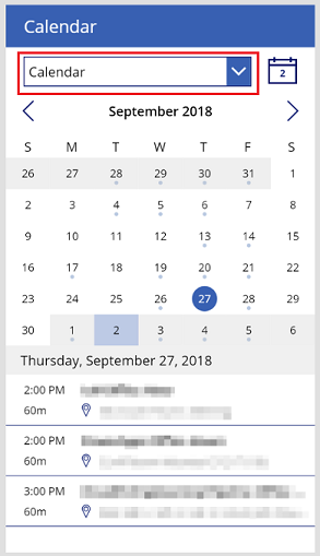 Tela do calendário após a conclusão do carregamento.