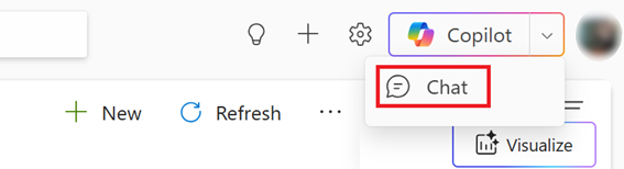 Captura de tela do Microsoft 365 Copilot em um aplicativo baseado em modelo