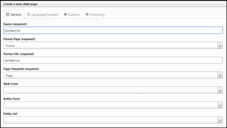 Criar uma nova página secundária Criar uma nova página secundária.