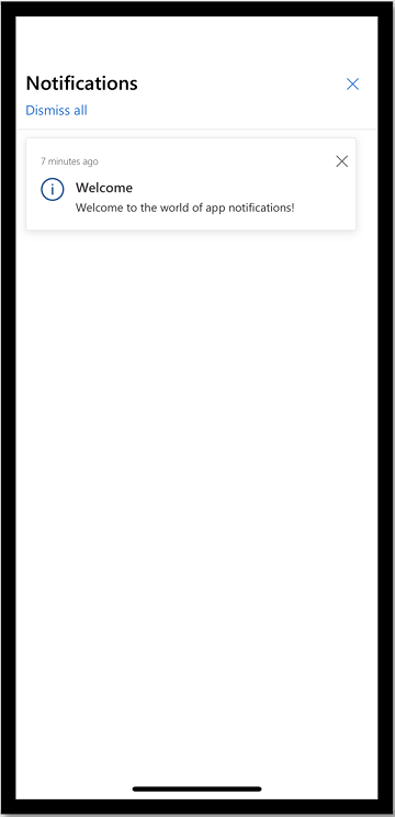 Centro de notificação de exemplo.