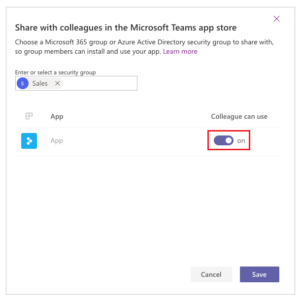 Definir como Ativado para aplicativos e tabelas Definir como Ativado para aplicativos e tabelas.