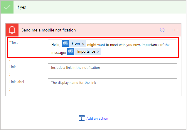 Captura de tela de uma notificação para uma configuração móvel.