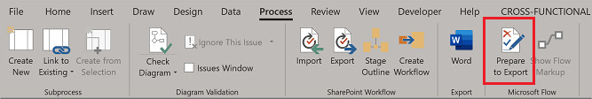 Captura de tela do ícone Preparar para exportar.