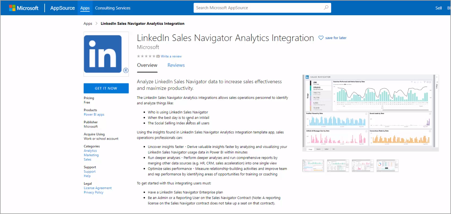 Aplicativo de modelo do LinkedIn Sales Navigator