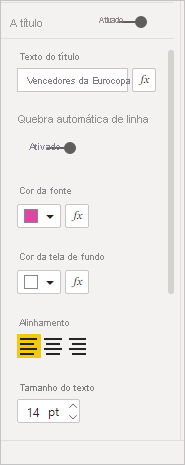 Screenshot shows the Title option, where you can change font color, size, and family.