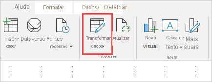 Screenshot shows the Transform data option of the Home ribbon where you can edit queries.