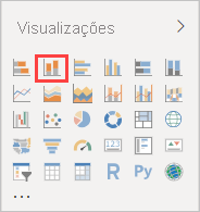 Captura de tela do painel Visualização com o gráfico de colunas empilhadas destacado.