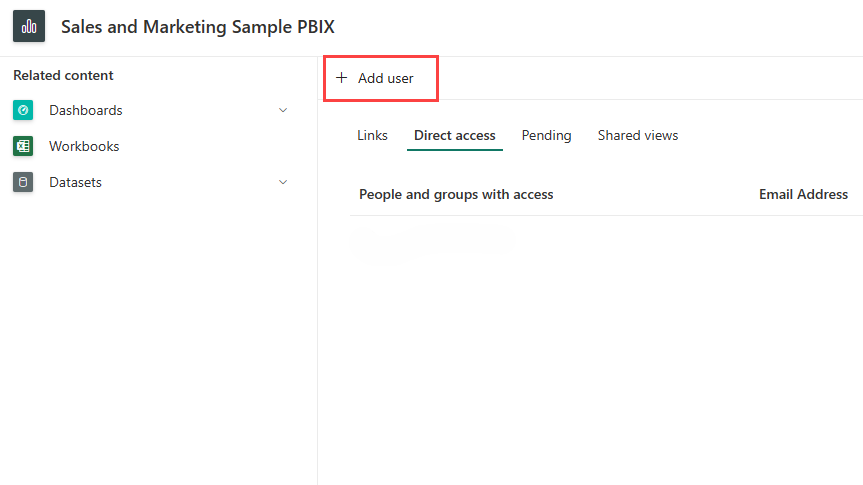Captura de tela da janela Gerenciar Permissões com o botão Adicionar usuário realçado.