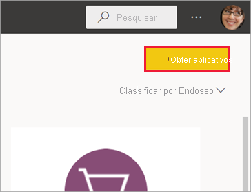Captura da tela Aplicativos mostrando o ícone de Obter aplicativos