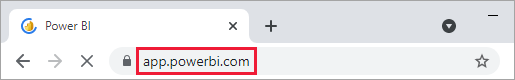 Uma captura de tela que mostra um navegador com o endereço Web do Power BI na barra de endereços.