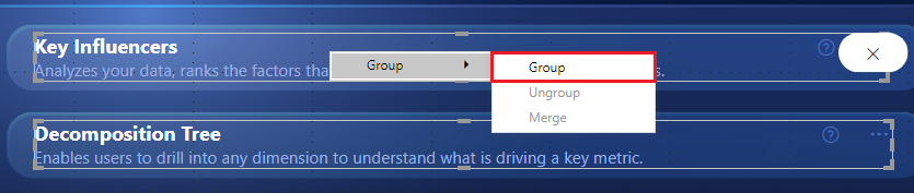 Screenshot showing select two or more items to group.