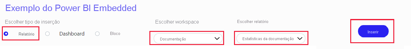 Screenshot showing the Power BI embedding sample app.