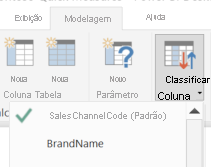 Captura de tela mostrando a lista suspensa Classificar por coluna com a ID do Tamanho do Chapéu selecionada.