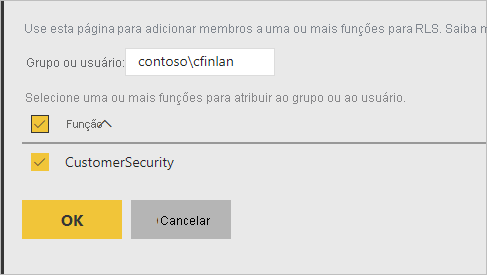 Captura de tela mostrando como adicionar membro à função.