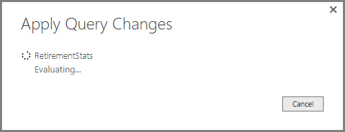 Screenshot of Power BI Desktop showing the Applied Query Changes confirmation dialog box.