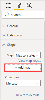 Screenshot of Format pane to select Add map.