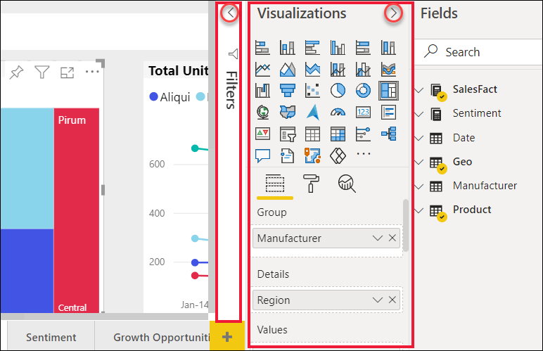 Screenshot of canvas with Filter and Visualization panes open.