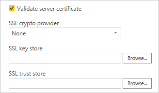 Valide as seleções de certificado do servidor.
